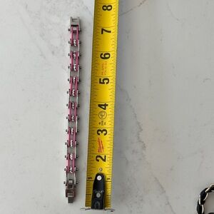 Pink and Silver Tennis Bracelet Bicycle Themed